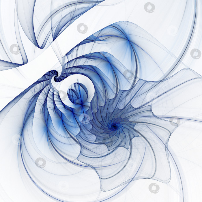 Скачать Переплетенная прозрачная голубая спираль раскручивается на белом фоне. 3D-рендеринг. Абстрактный фрактальный монохромный фон, сгенерированный компьютером. фотосток Ozero