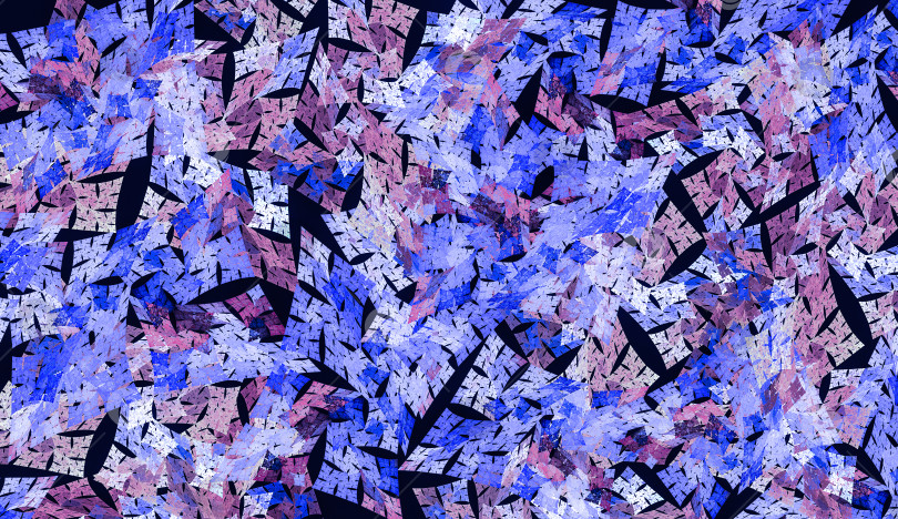 Скачать Синие и сиреневые абстрактные лоскутки с разрезами, расположенные на черном фоне. Абстрактный фон, созданный компьютером. фотосток Ozero