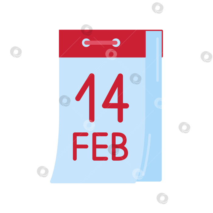 Скачать 14 февраля, отрывной настенный календарь на день святого Валентина. Векторная плоская иллюстрация, изолированная на белом фоне фотосток Ozero