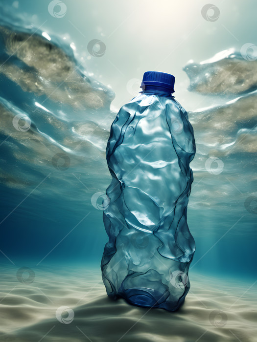 Скачать пластиковая бутылка на дне океана, проблема экологии воды фотосток Ozero