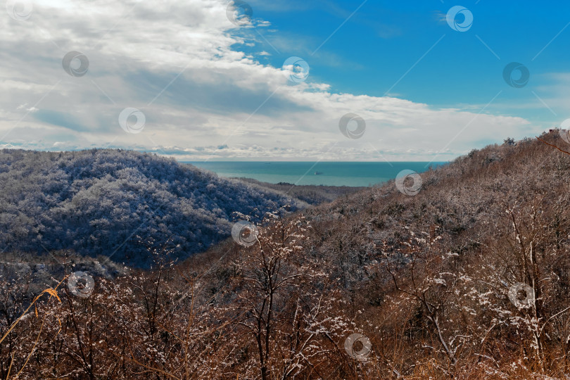 Скачать Горный пейзаж под голубым небом фотосток Ozero