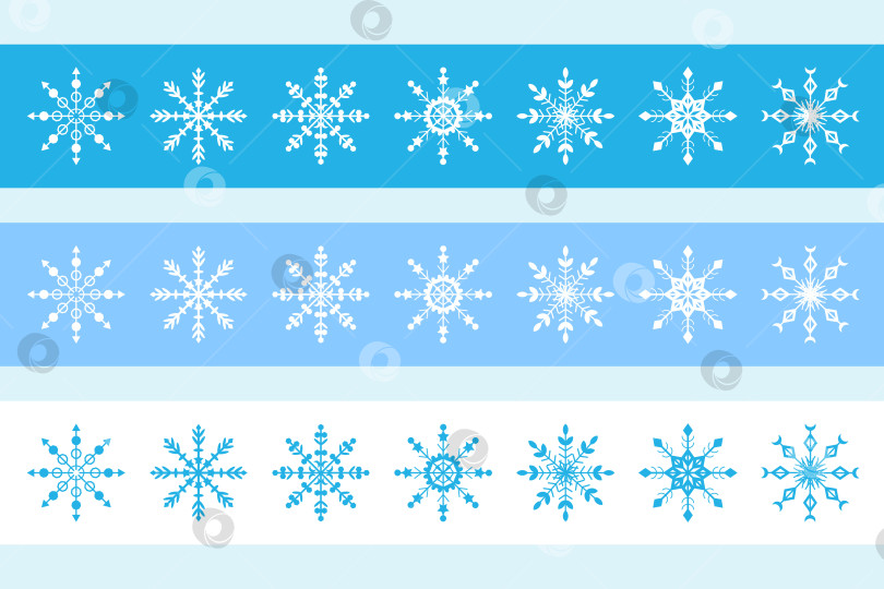 Скачать Коллекция снежинок на лентах. Новогодний и рождественский дизайн. фотосток Ozero