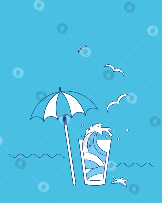 Скачать Векторная иконка свежести, лета и пляжного отдыха в голубых красках фотосток Ozero