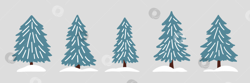 Скачать Зимняя елка, установленная в скандинавском простом ретро-стиле. Винтажный рисованный мультяшный клипарт для рождественского украшения, открытки, плаката, флаера, печати и узора. Векторная иллюстрация. фотосток Ozero
