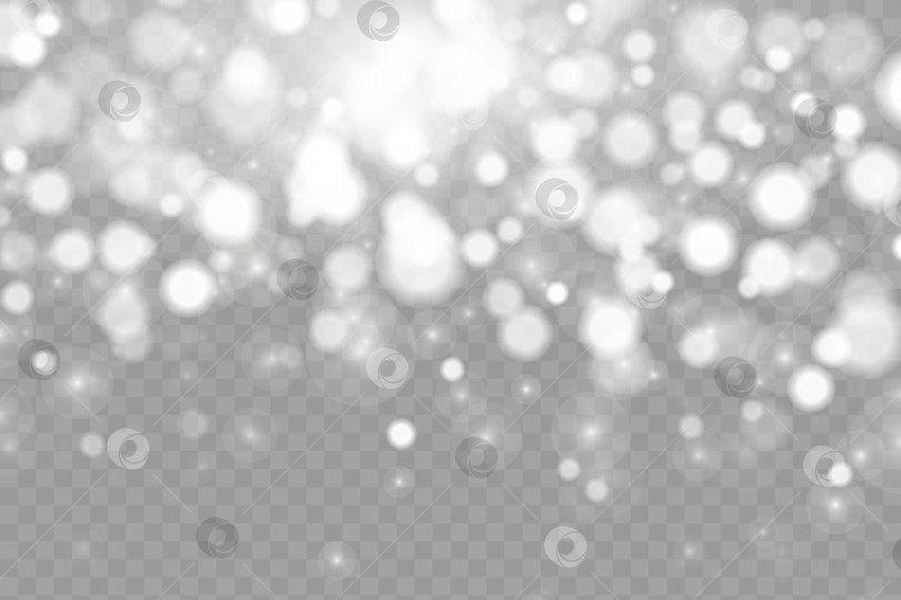 Скачать Боке на прозрачном фоне, снег, мерцание, зимний эффект, Новый год, Рождество фотосток Ozero