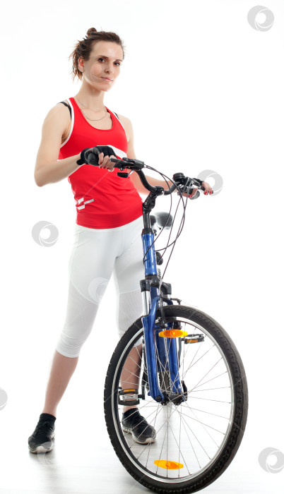 Скачать Женщина с велосипедом фотосток Ozero