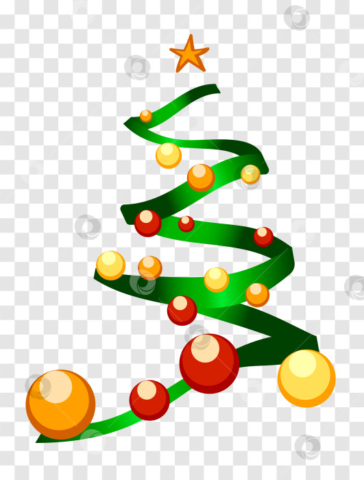 Скачать Абстрактная ленточная рождественская елка. Прозрачный фон. Векторная иллюстрация EPS10 фотосток Ozero