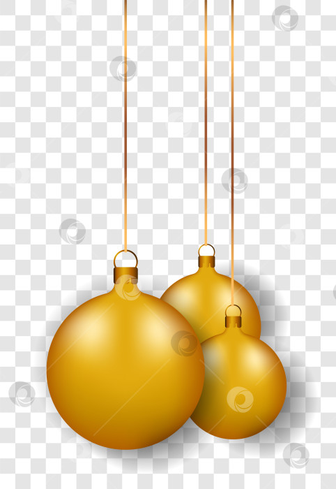 Скачать Красивые золотые рождественские шары. Празднование Нового года. Прозрачный фон. Векторная иллюстрация EPS10 фотосток Ozero