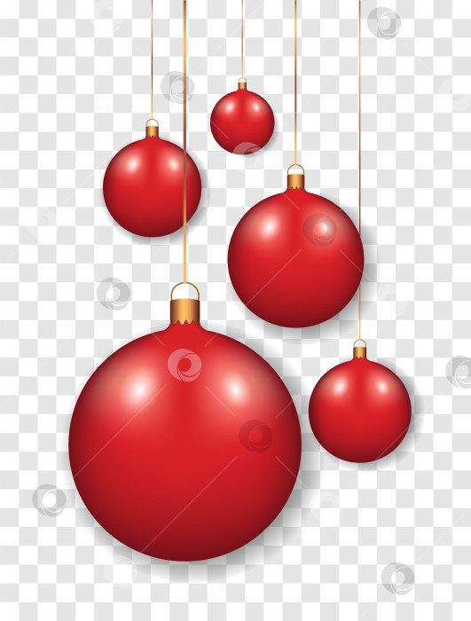 Скачать Красивые красные рождественские шары. Празднование Нового года. Прозрачный фон. Векторная иллюстрация EPS10 фотосток Ozero