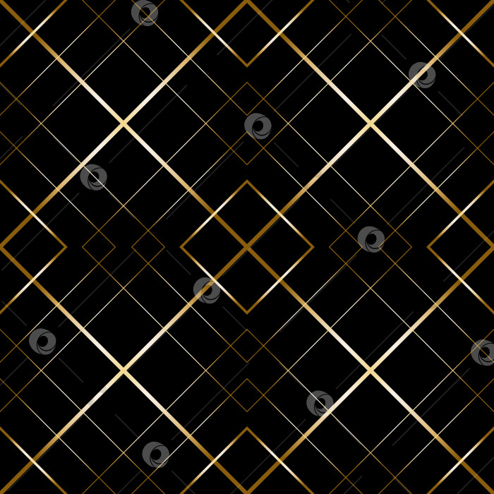 Скачать Бесшовный узор с золотыми градиентными линиями на черном фоне, современный геометрический принт с квадратными фотосток Ozero