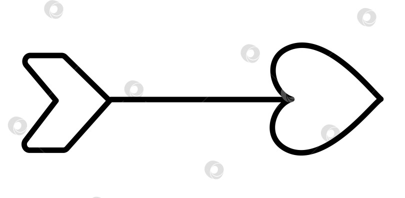 Скачать Векторный черно-белый значок кавайной стрелки с наконечником в форме сердца. Изолированный клипарт с линейным оружием. Симпатичная иллюстрация указателя. Забавная раскраска на день Святого Валентина для детей с концепцией любви фотосток Ozero