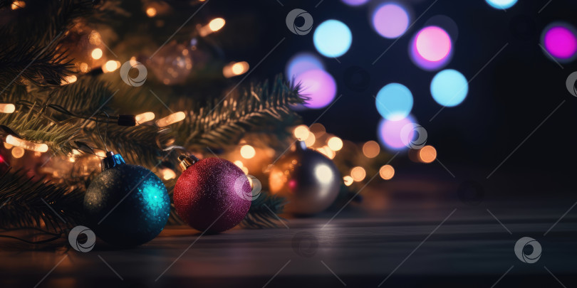 Скачать Украшения для рождественской елки. Розовые, голубые и золотые рождественские шары. Счастливого Рождества и Нового года, праздничный красивый фон фотосток Ozero