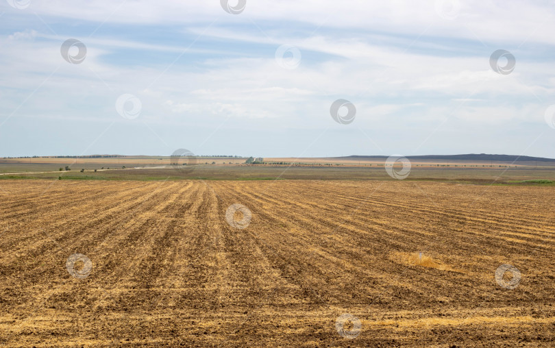 Скачать Сельскохозяйственное поле, где был собран урожай. Осенний сезон фотосток Ozero