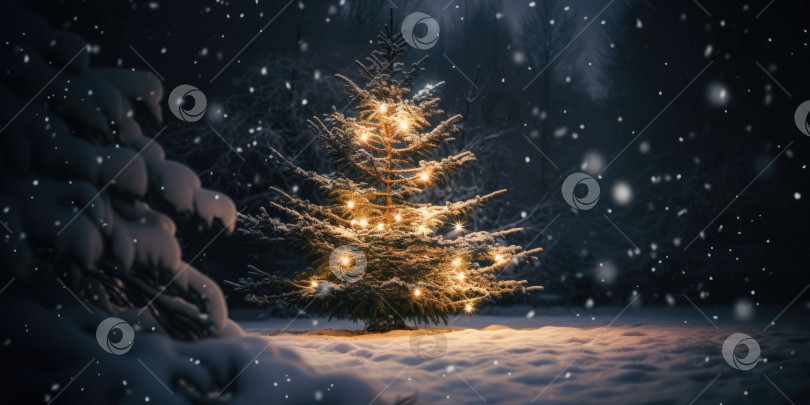 Скачать Рождественская елка в снегу. Фон с Рождеством и Новым годом фотосток Ozero