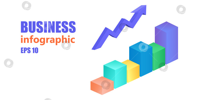 Скачать Бизнес-инфографика со стрелкой над ней. 3 D. Векторная инфографика. фотосток Ozero