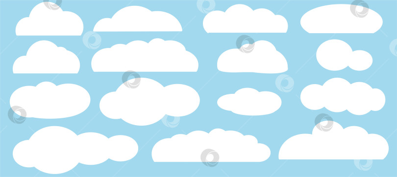 Скачать белые облака на синем фоне, набор иконок облаков фотосток Ozero