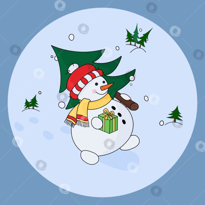 Скачать Снеговик с ёлкой фотосток Ozero