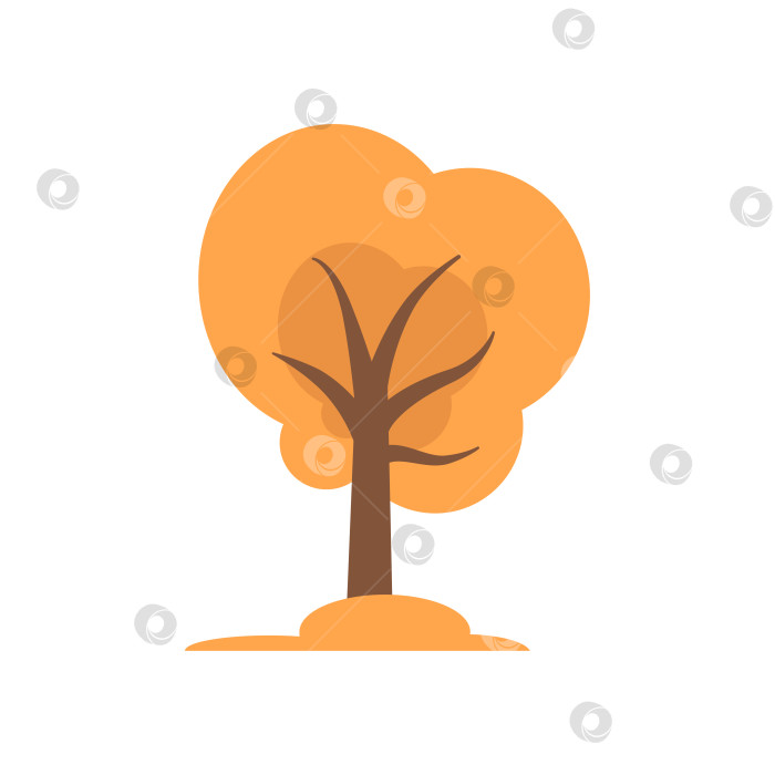 Скачать Векторное осеннее дерево. Осеннее апельсиновое дерево в плоском дизайне. фотосток Ozero