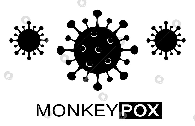 Скачать Баннер с вирусом оспы обезьян для повышения осведомленности. Черные вирусные клетки. Векторный плакат с оспой обезьян. фотосток Ozero
