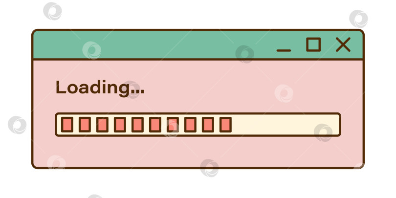 Скачать Векторное ретро-окно загрузки. Ностальгический пользовательский интерфейс. Ретро-компьютерный интерфейс vaporwave. Индикатор выполнения. фотосток Ozero