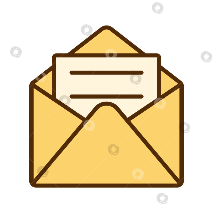 Скачать Векторный ретро-значок электронной почты. Значок с открытым конвертом в плоском дизайне. Письмо. фотосток Ozero