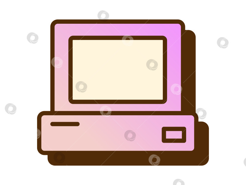 Скачать Векторная ретро-градиентная иконка компьютера. Розовая иконка ноутбука в плоском дизайне. ПК. фотосток Ozero