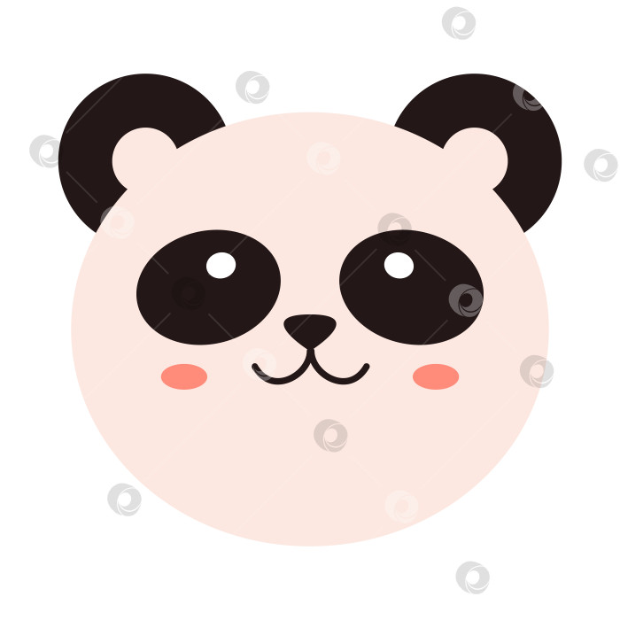 Скачать Векторное милое личико панды. Китайская улыбающаяся панда в плоском дизайне. Забавная голова животного Каваи. Детский медвежонок панда. фотосток Ozero