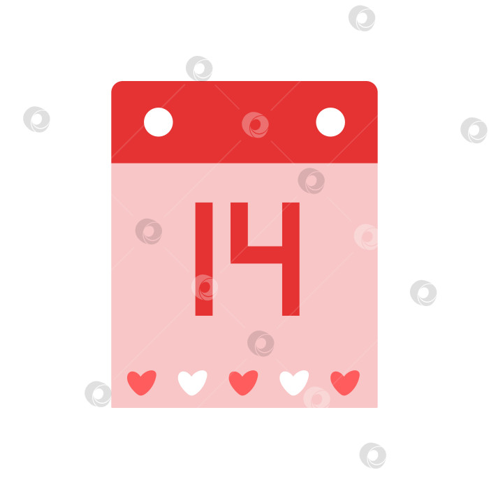 Скачать Векторный симпатичный календарь. День святого Валентина. Календарь на 14 февраля. фотосток Ozero