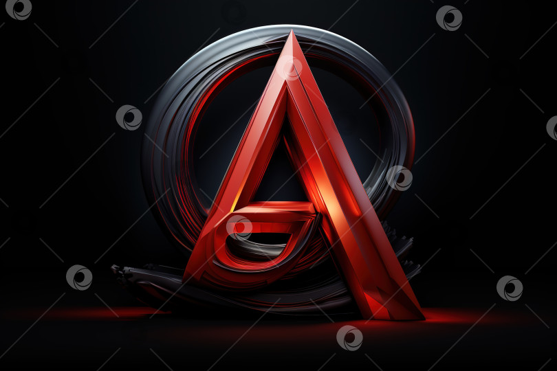 Скачать Красная буква логотипа на черном фоне фотосток Ozero
