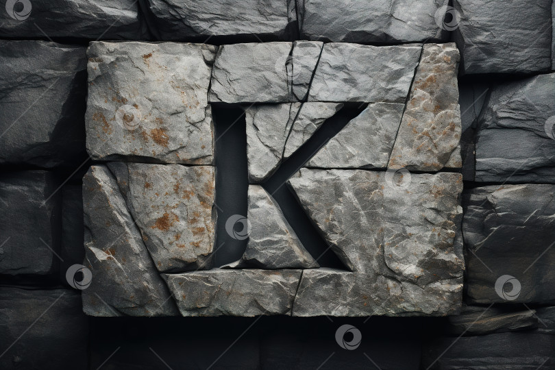 Скачать Логотип каменная буква алфавита K в скале, естественная типографика логотипа минимализм фотосток Ozero