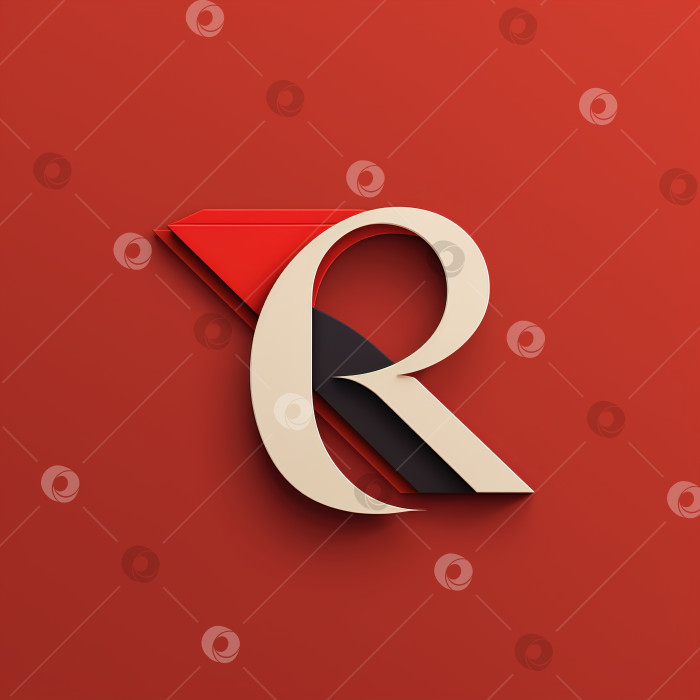Скачать Логотип с буквой R на красном фоне в минималистичном дизайне. Концепция типографики шрифта Sign icon фотосток Ozero