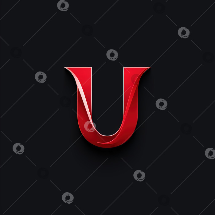 Скачать Дизайн логотипа в стиле минимализма с красной буквой U на темном фоне. Концепция типографики значков знаков фотосток Ozero