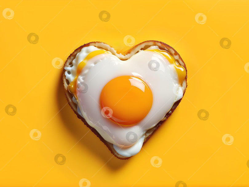Скачать жареное яйцо в форме сердца на минималистичном фоне фотосток Ozero