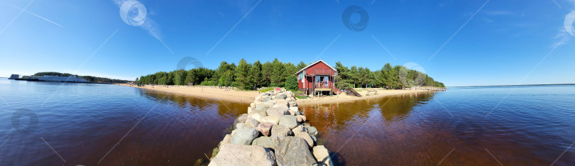 Скачать Россия, бухта Коприно 23.06.2022. Побережье, скалы, пляж, море, панорама фотосток Ozero