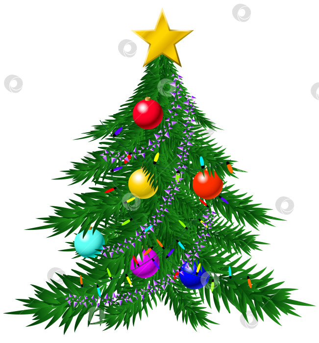 Скачать Рождественская елка с фенечками и гирляндами фотосток Ozero