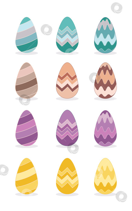 Скачать Набор пасхальных яиц с рисунком. Векторная иллюстрация пастельных тонов для открытки, плаката, наклейки и обложки фотосток Ozero