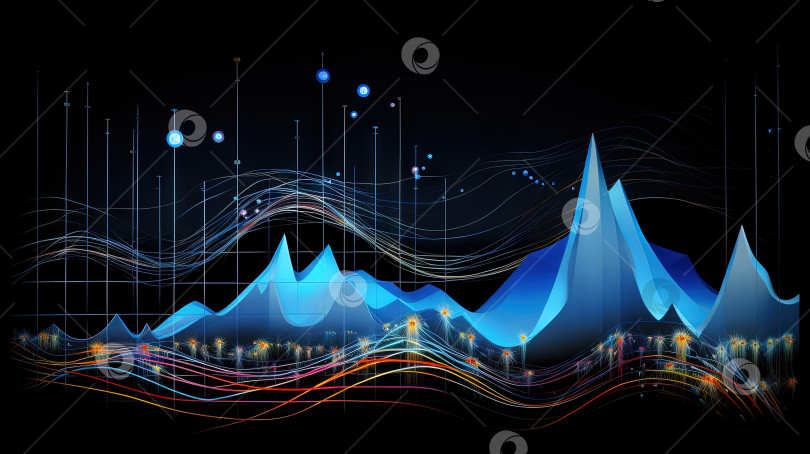 Скачать Абстрактный бизнес-график в горном стиле. Элемент концепции подключения к данным для бизнеса. Сгенерированный искусственный интеллект. фотосток Ozero