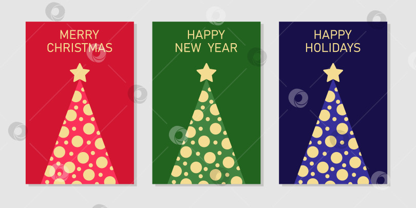 Скачать Набор рождественских открыток с декоративной рождественской елкой. Счастливых праздников и Нового года. фотосток Ozero