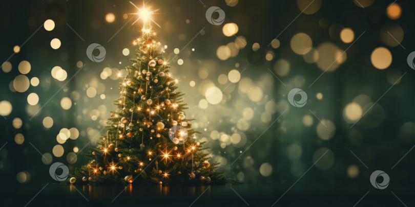 Скачать Фон рождественской елки с праздничным эффектом боке. Скопируйте пространство, обои, баннер фотосток Ozero