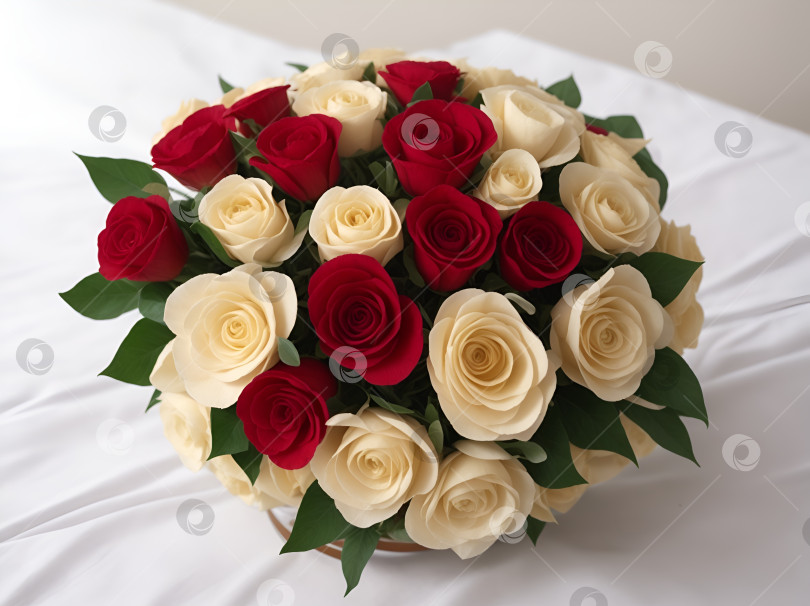 Скачать Букет красных и белых роз фотосток Ozero