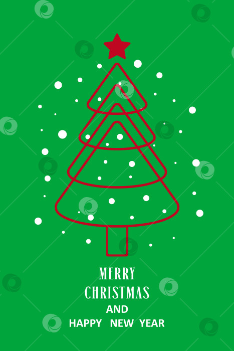 Скачать Рождественская елка на зеленом фоне. Поздравления с Рождеством и Новым годом. фотосток Ozero