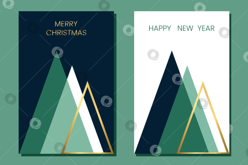 Скачать Шаблон рождественской открытки с современной геометрической иллюстрацией рождественской елки. Счастливого Рождества и Нового года. фотосток Ozero
