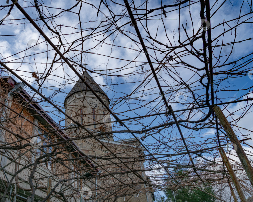 Скачать Церковь Святого Николая. Тбилиси. Грузия. Вид зимой на виноградник. фотосток Ozero