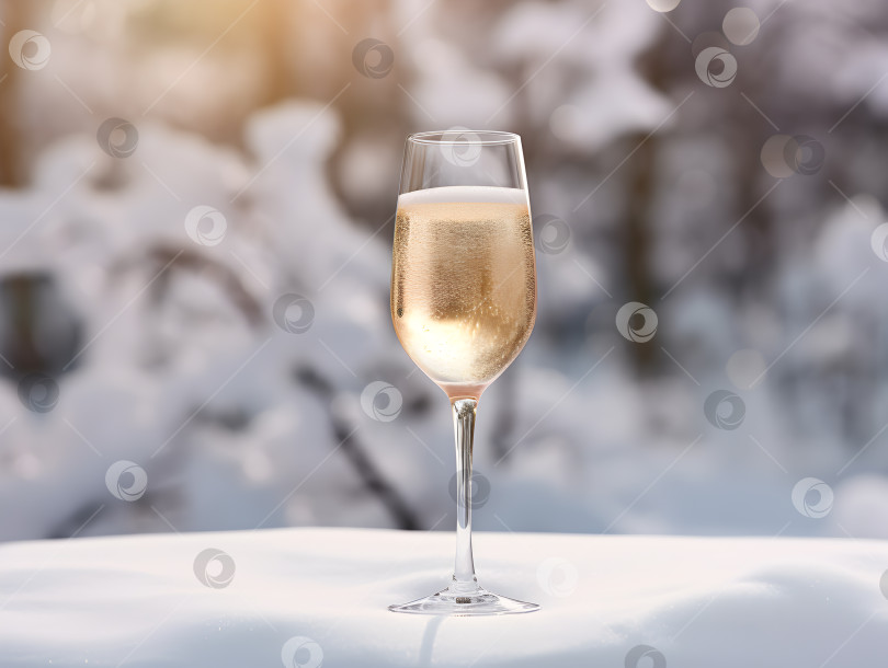 Скачать Морозный бокал шампанского на заснеженном фоне. Праздничный баннер с розовым игристым вином. Праздничный зимний баннер с розовым шампанским и свободным местом для текста. Зимний тост с шампанским, шампанское в снегу фотосток Ozero