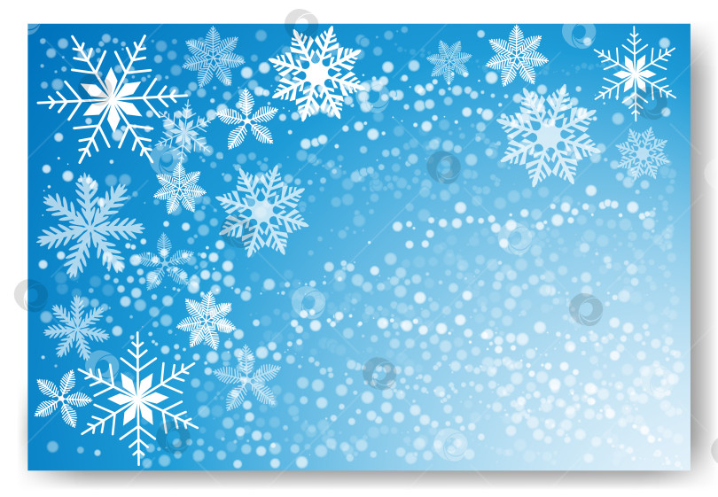 Скачать Симпатичная иллюстрация падающих снежных хлопьев. Замерзшие гранулы в виде снежинок зимой. Обои с бело-бирюзовым небом в виде снегопада. Декабрьская тема с разбросанными снежинками. Пейзаж снежного урагана фотосток Ozero