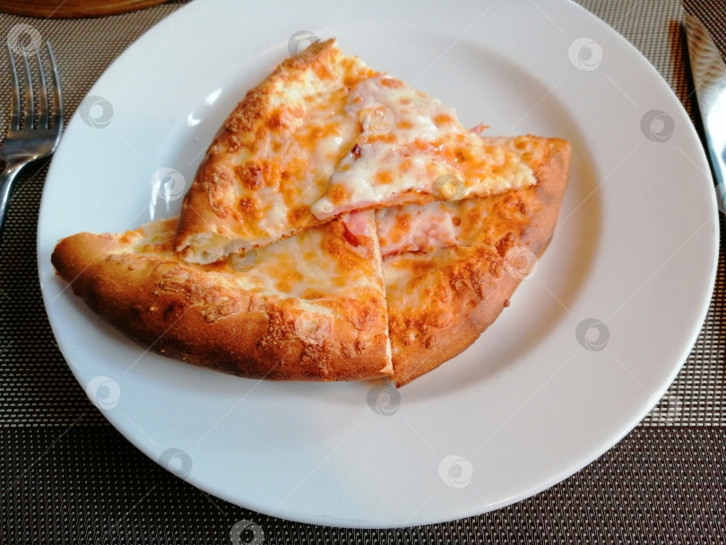 Скачать Блюдо с ломтиками пиццы. фотосток Ozero