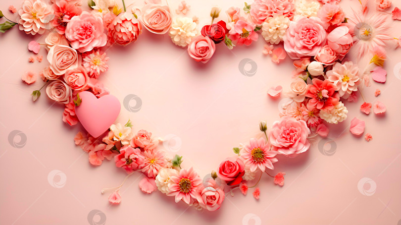 Скачать рамка в форме сердца с розами. День святого Валентина, свадьба, романтика. Мягкий фокус фотосток Ozero