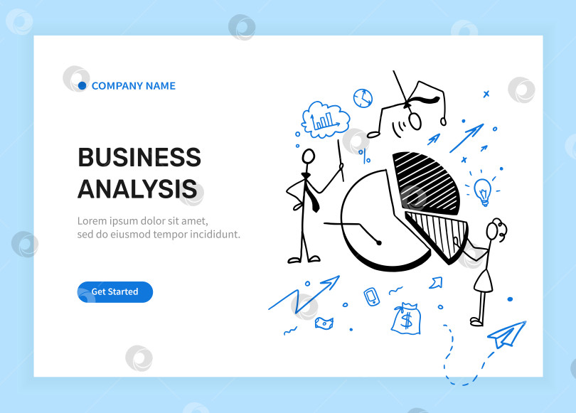 Скачать Шаблон слайда презентации, изображение баннера для веб-сайта или приложения. Векторная иллюстрация бизнес анализа. Современный плоский дизайн фотосток Ozero
