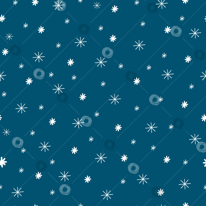 Скачать Бесшовный узор со снежинками на темно-бирюзовом фоне. Зимний бесшовный фон. фотосток Ozero