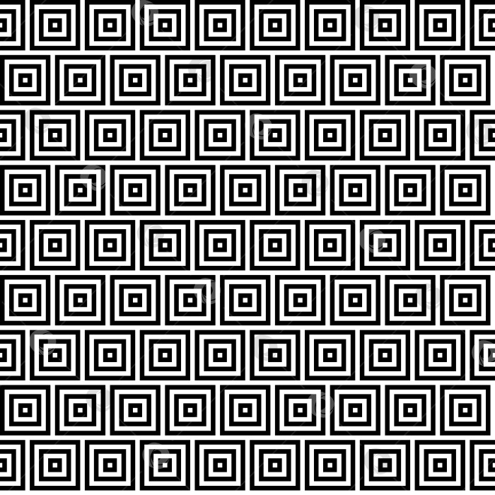 Скачать Абстрактный квадратный бесшовный узор с черным контуром на белом фоне. Повторяющиеся геометрические плитки. векторная иллюстрация. фотосток Ozero